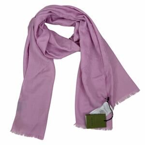 Gucci Wool Silk GG Monogram Light Jacquard Scarf Light Pink 18"x70"